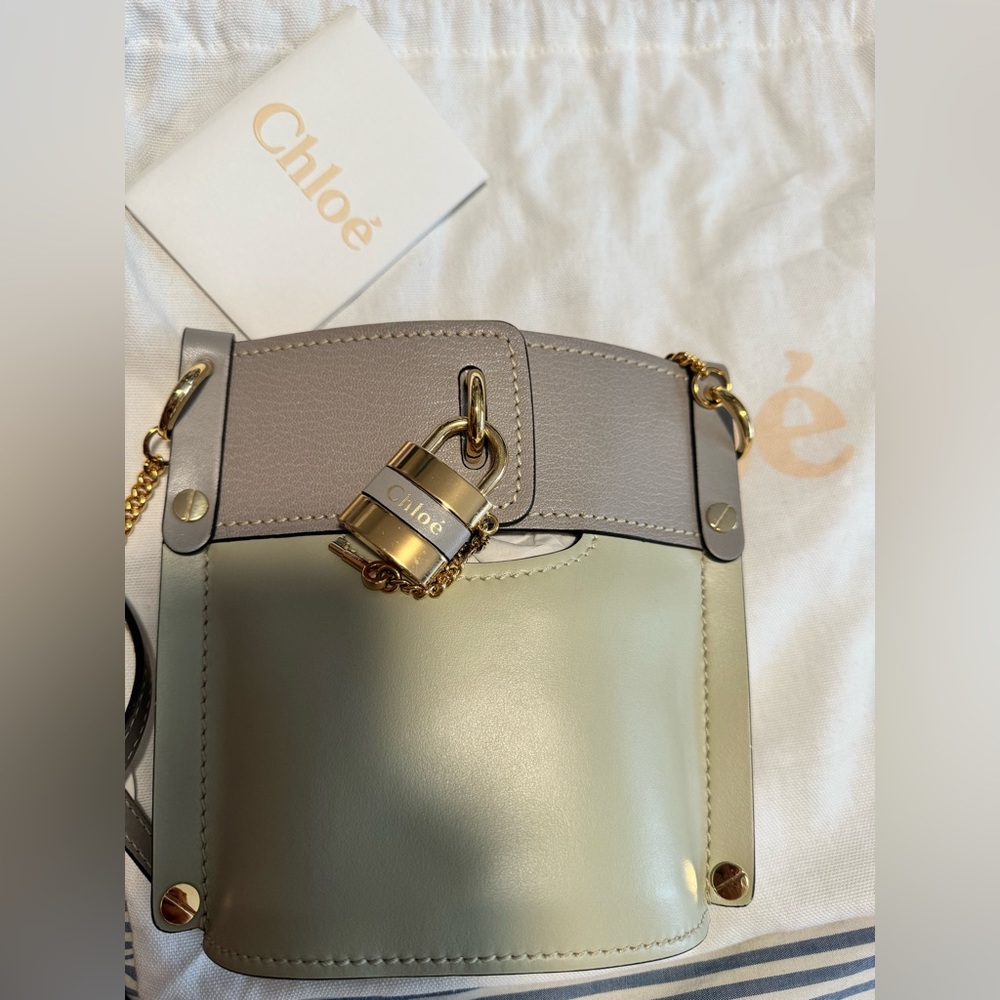 Chloe Aby Bucket jade & gray hand bag gold hardware, Leather Chloe Aby Lock bag